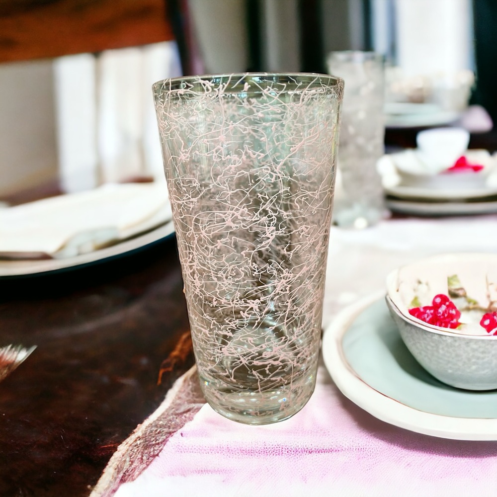 1950s Set of 8 Drinking Glasses Spaghetti Splatter mint condition